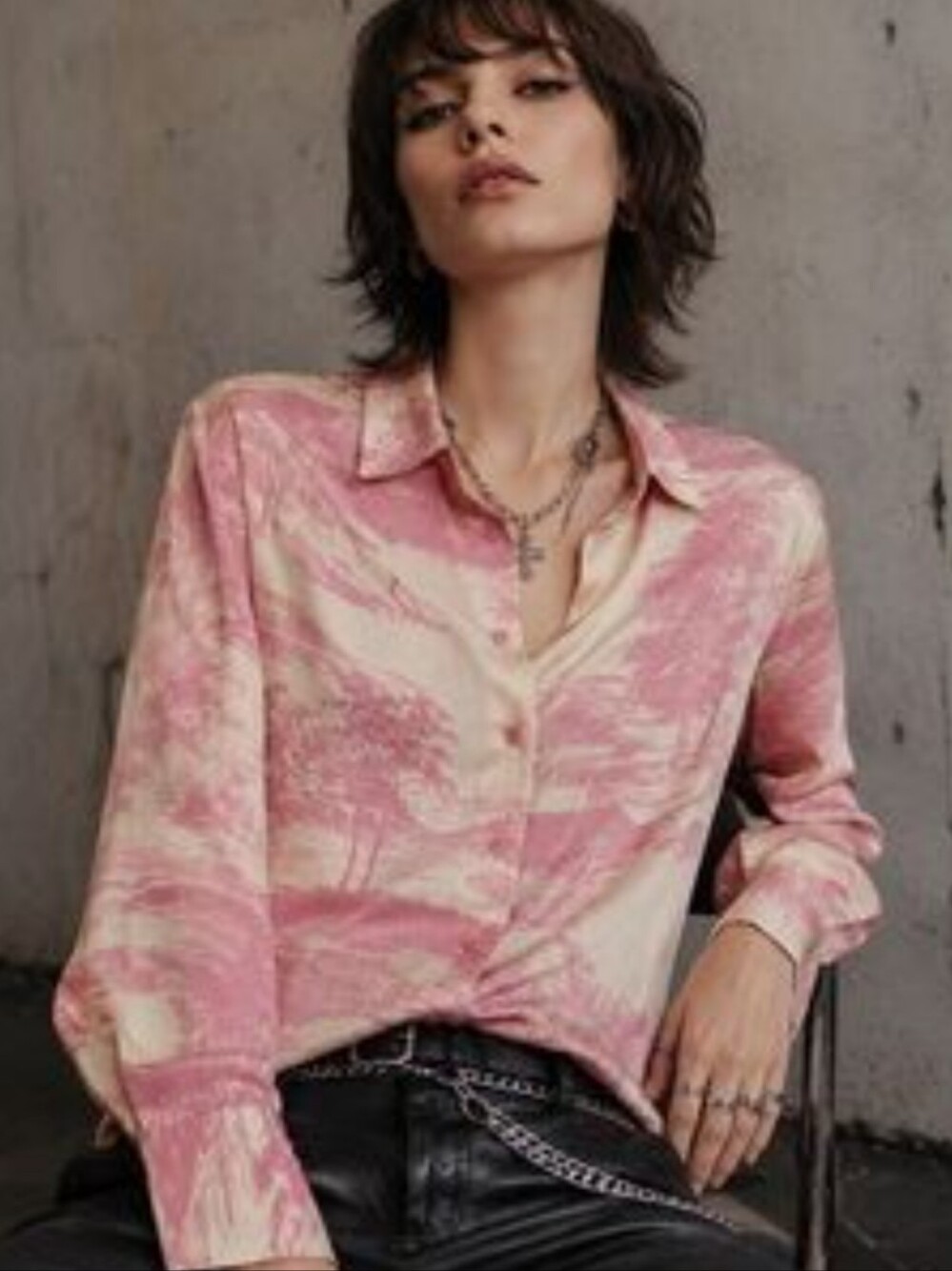 NWT Cupcakes And Cashmere Women's Pink Printed Button-Up Shirt